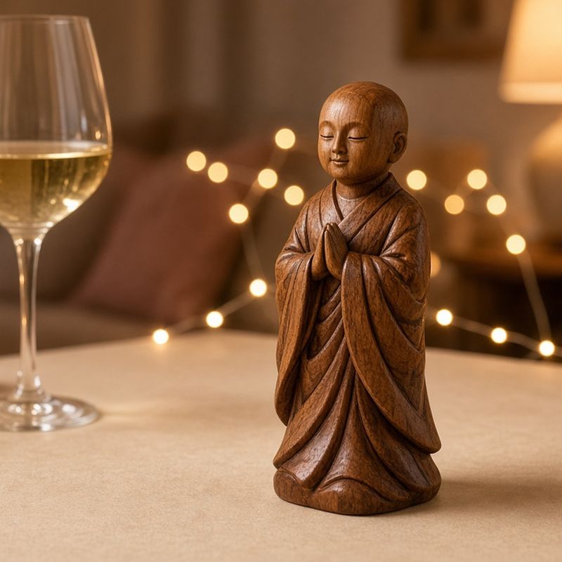 Carved wooden monk mascot — Wooden Monk
